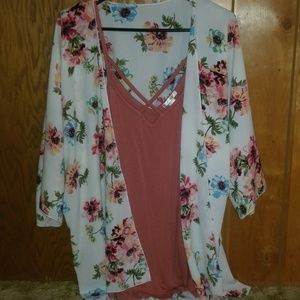 Woman's kimono and tank top set.